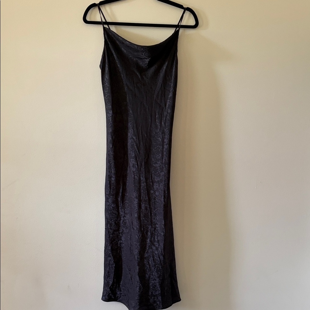 Rachel Zoe Black Satin Slip Maxi Dress SZ XS